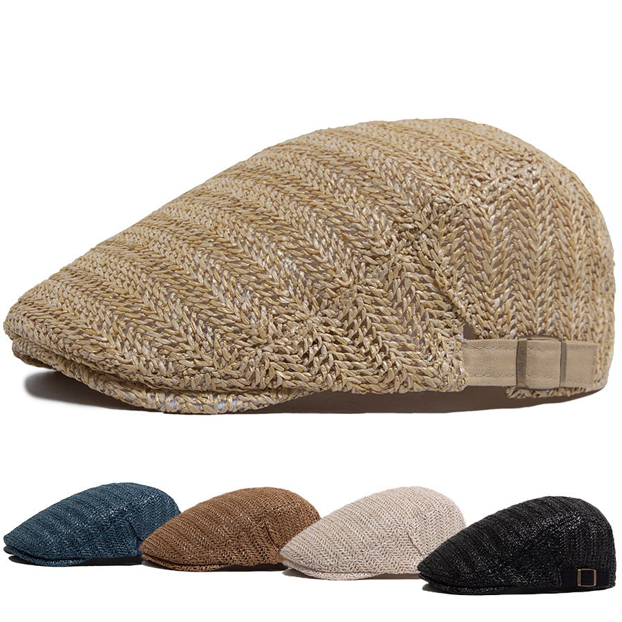 Newsboy Cap Ivy - Słomkowa czapka typu flat cap dla