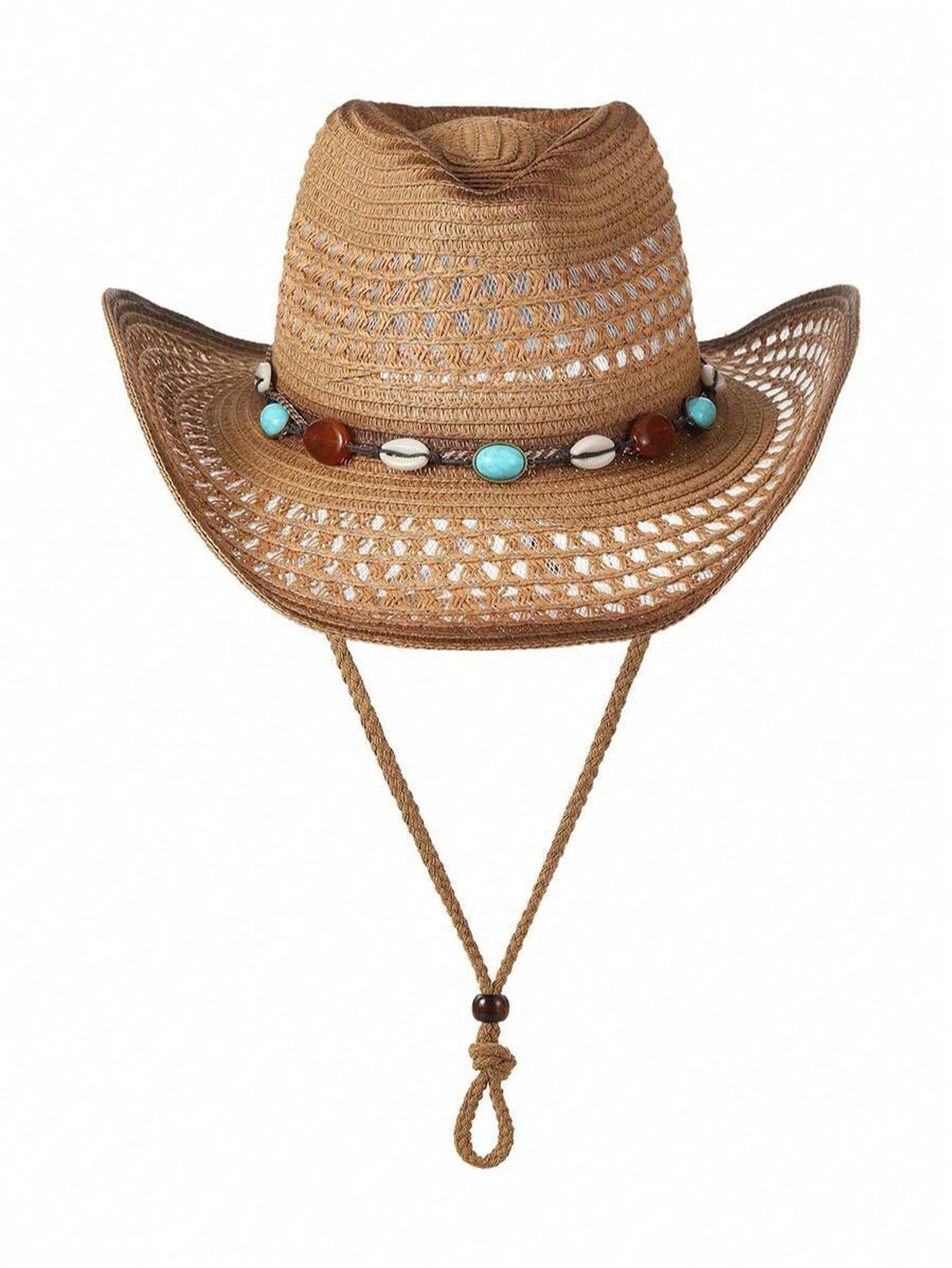 Cowboy Hat Straw - Unisexowy brązowy kapelusz kowbojski z pustej